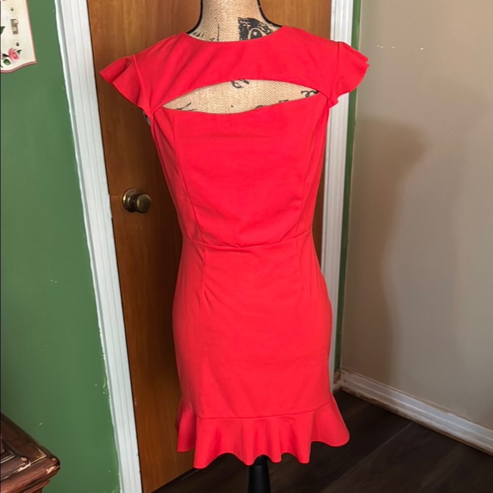 New Collette Collete Red Cut Out Ruffled Mini Dress